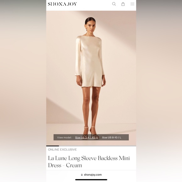 Shona Joy La Lune Long Sleeve Backless Mini Dress - Cream - Picture 3 of 3